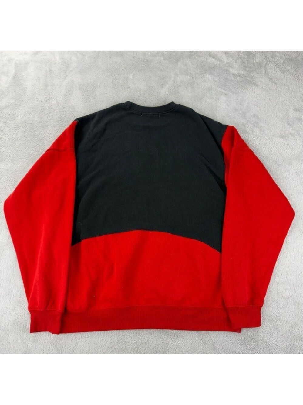 Nike Rework Men's Size Large Red/Black Fleece Lined Crewneck Long Sleeve Sweater - Picture 5 of 8